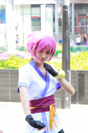 Bangkok - Jan 27: An unidentified Japanese anime cosplay pose on January 27, 2019 at Central World, Bangkok, Thailand.のeditorial素材
