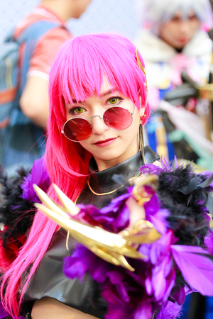 Bangkok - Jan 27: An unidentified Japanese anime cosplay pose on January 27, 2019 at Central World, Bangkok, Thailand.のeditorial素材
