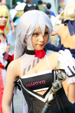 Bangkok - Jan 27: An unidentified Japanese anime cosplay pose on January 27, 2019 at Central World, Bangkok, Thailand.のeditorial素材