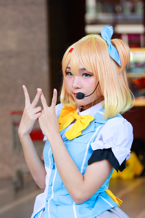 Bangkok - Jan 27: An unidentified Japanese anime cosplay pose on January 27, 2019 at Central World, Bangkok, Thailand.のeditorial素材