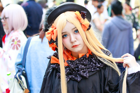 Bangkok - Jan 27: An unidentified Japanese anime cosplay pose on January 27, 2019 at Central World, Bangkok, Thailand.のeditorial素材