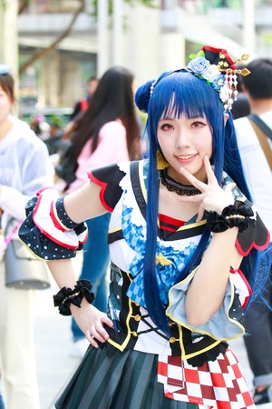 Bangkok - Jan 27: An unidentified Japanese anime cosplay pose on January 27, 2019 at Central World,...