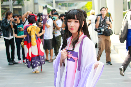 Bangkok - Jan 27: An unidentified Japanese anime cosplay pose on January 27, 2019 at Central World, Bangkok, Thailand.のeditorial素材