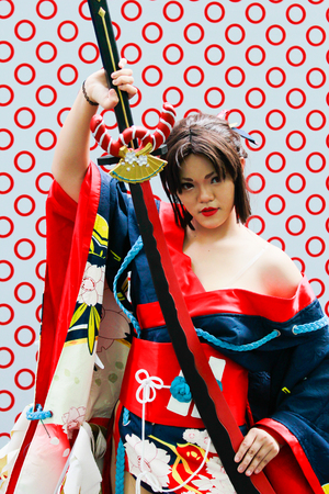 Bangkok - Jan 27: An unidentified Japanese anime cosplay pose on January 27, 2019 at Central World, Bangkok, Thailand.のeditorial素材