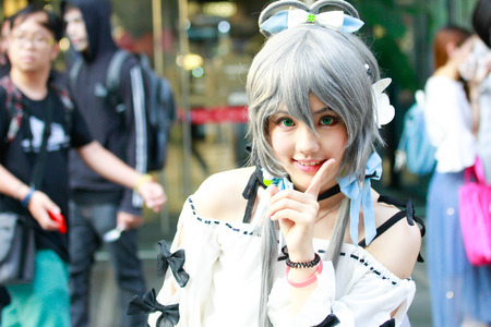 Bangkok - Jan 27: An unidentified Japanese anime cosplay pose on January 27, 2019 at Central World, Bangkok, Thailand.のeditorial素材