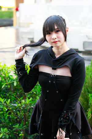 Bangkok - Jan 27: An unidentified Japanese anime cosplay pose on January 27, 2019 at Central World, Bangkok, Thailand.のeditorial素材