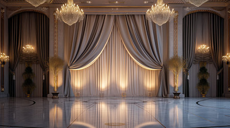Curtains and curtains in the interior of the theater. 3D rendering regenerative aiの素材