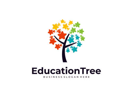 Creative modern nature education logo design vectorのイラスト素材