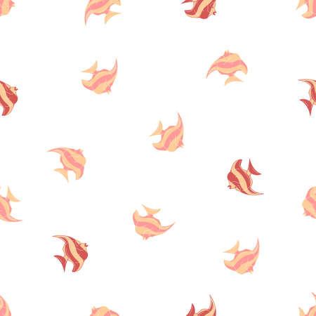 Funny hand drawn fish pattern on white background.のイラスト素材