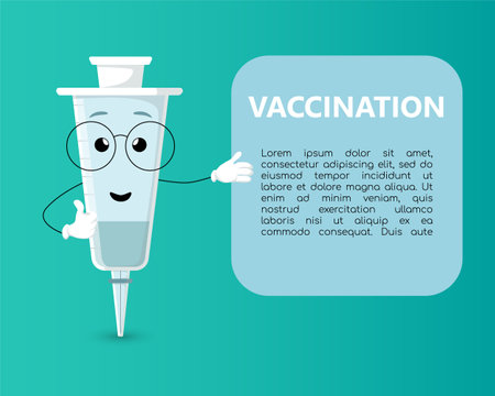Illustration of a syringe character with Glassesのイラスト素材