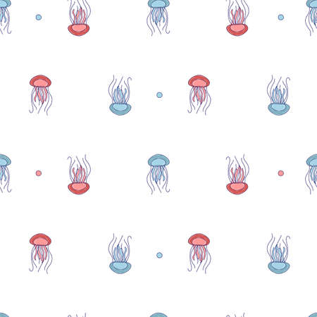 seamless jelly fish pattern vector illustration.のイラスト素材
