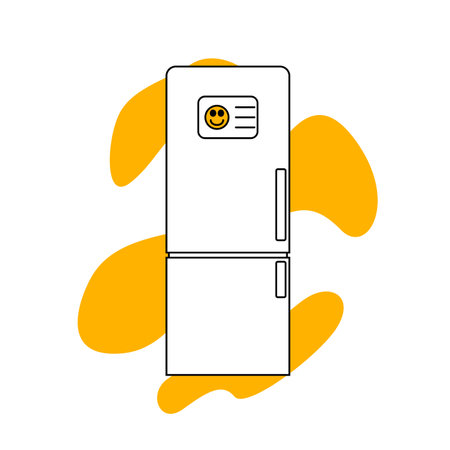 Refrigerator oven vector icon on yellow background. Electric appliances vector in black line style.のイラスト素材