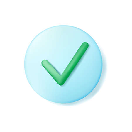 Green checkmark on blue glass backgroundのイラスト素材