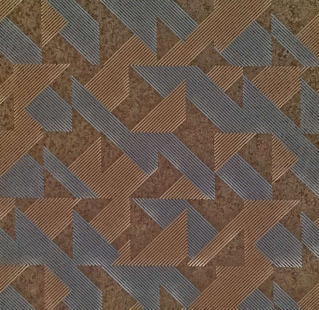 Brown ceramic tile with geomeric pattern for wall and floor decoration. Concrete stone surface...