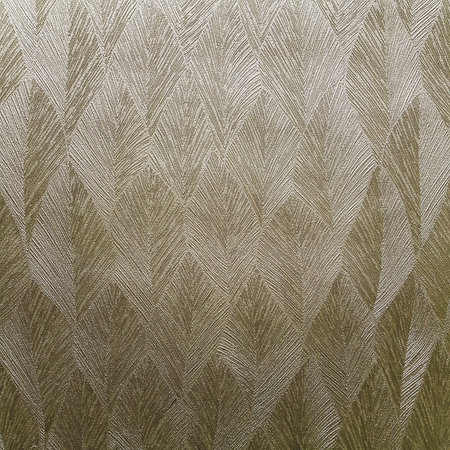 Golden aged ceramic tile with pattern for wall and floor decor. Concrete stone surface background. Texture with feathers ornament for interior design project.の写真素材