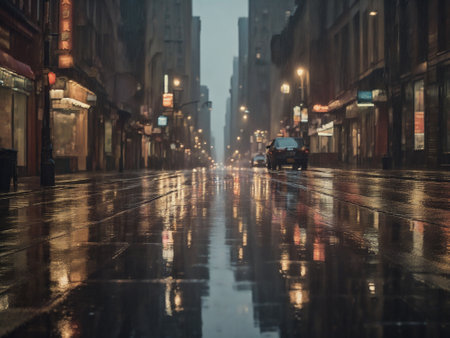 Wet Streets in the Cityscapeの素材