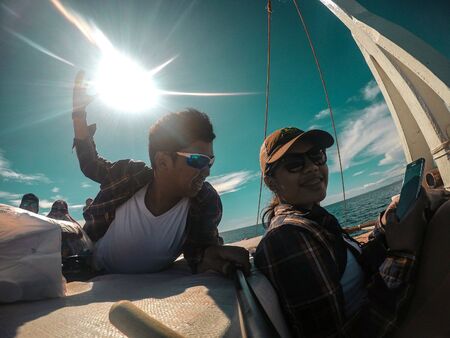 enjoying the summer time on seaの素材