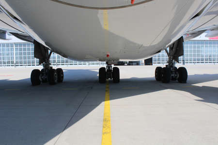 Passenger airplane rear view at the airport
