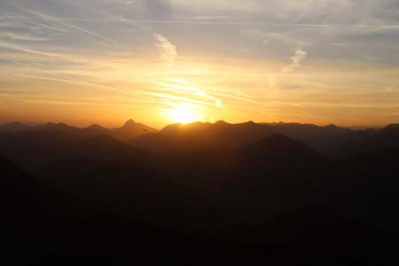 Mountain panorama view during sunriseの写真素材