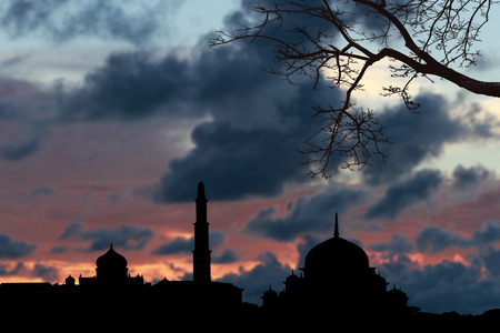 Background blur landmark mosque prayer for peace in the Middle East war of Muslim liberationの写真素材