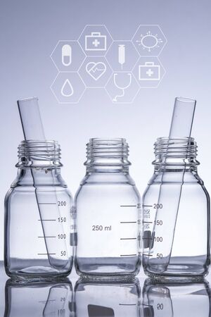 corona virus covid 19 research laboratory sample tube on table, Experiment to detect virus was found,
 concept: Docto in biological protective Epidemic virus outbreakの写真素材