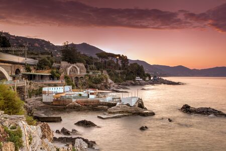 Sunrise in the Italian rivieraのeditorial素材