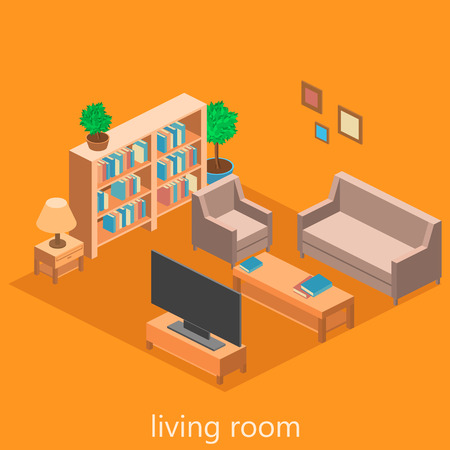 isometric interior of a  living roomのイラスト素材