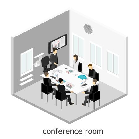 Business meeting in an office Business presentation meeting in an office around a table.のイラスト素材