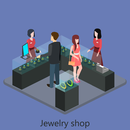Isometric interior of jewelry shopのイラスト素材