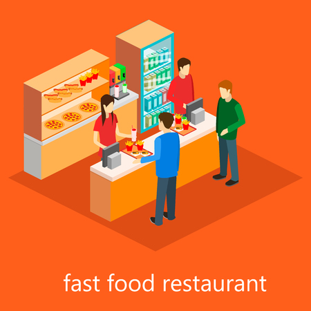 isometric fast food restaurantのイラスト素材