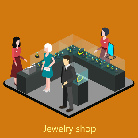 Isometric interior of jewelry shopのイラスト素材