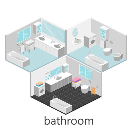 Isometric interior of bathroomのイラスト素材