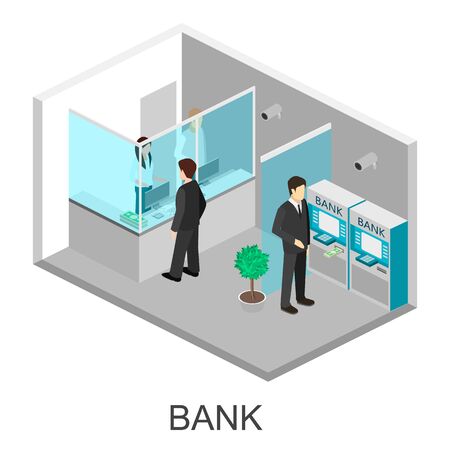 Isometric interior of bankのイラスト素材