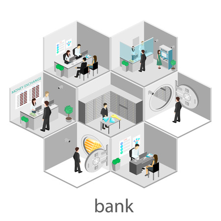 Isometric interior of bankのイラスト素材