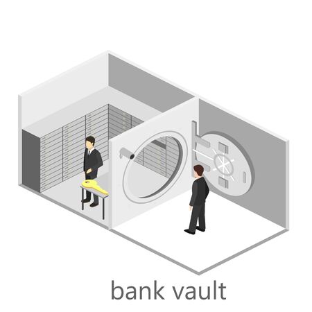 Isometric interior of bank vaultのイラスト素材