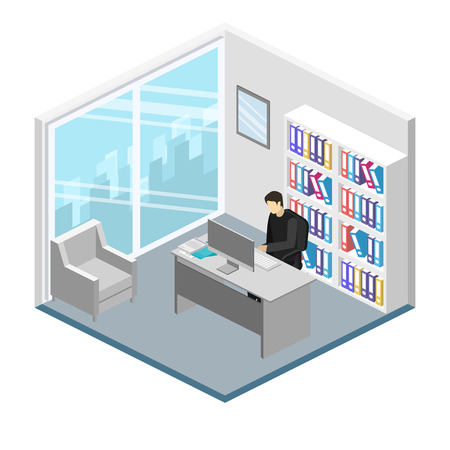 isometric interior of director's officeのイラスト素材