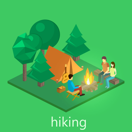 Isometric landscape for campingのイラスト素材