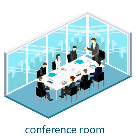 Flat 3d web isometric office meeting roomのイラスト素材