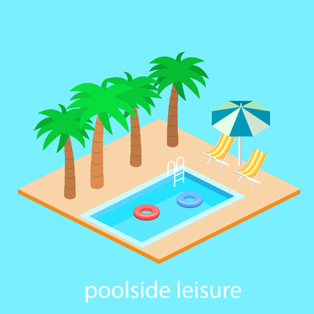 Creative modern isometric design of swimming poolのイラスト素材