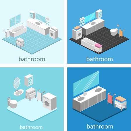 Isometric interior of bathroomのイラスト素材