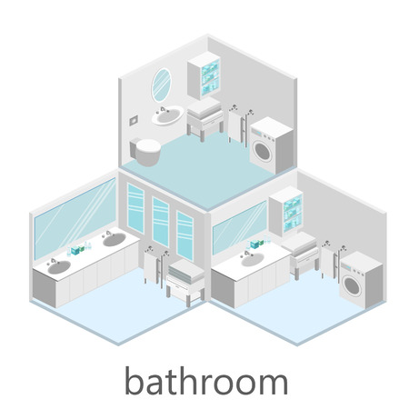 Isometric interior of bathroomのイラスト素材