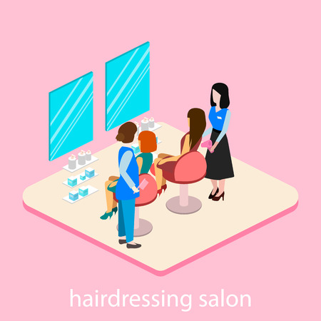 Isomeric interior of beauty salon . Set of objectのイラスト素材