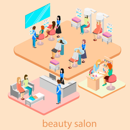 Isomeric interior of beauty salon . Set of objectのイラスト素材