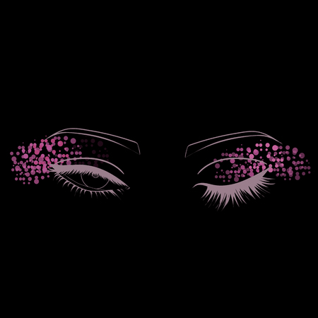 Female eyes outline. open, closed half-open eyesのイラスト素材