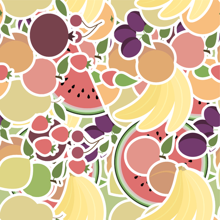 seamless pattern with fruits. set of objects for the storeのイラスト素材