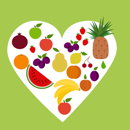 Heart of fruits. set of objects for the storeのイラスト素材