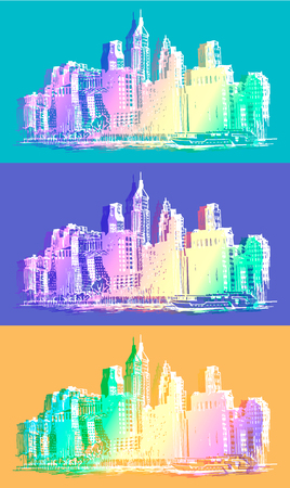 hand drawn cityのイラスト素材