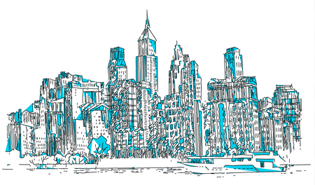 hand drawn cityのイラスト素材