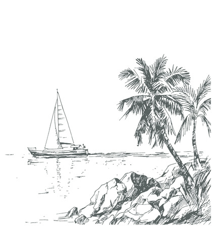 Vintage seaside view poster.のイラスト素材