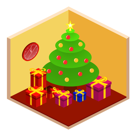 isometric Christmas setのイラスト素材